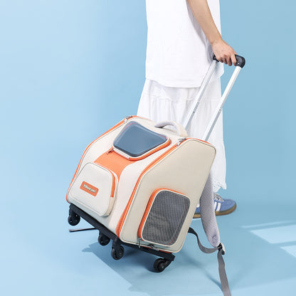 Large Panoramic Pet Trolley Carrier Backpack For Cats