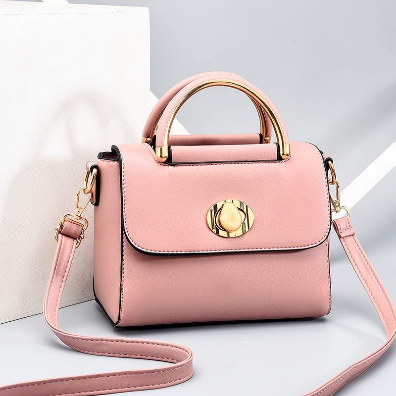 Fashion Solid Color All-Match Messenger Bag With Zipper Closure