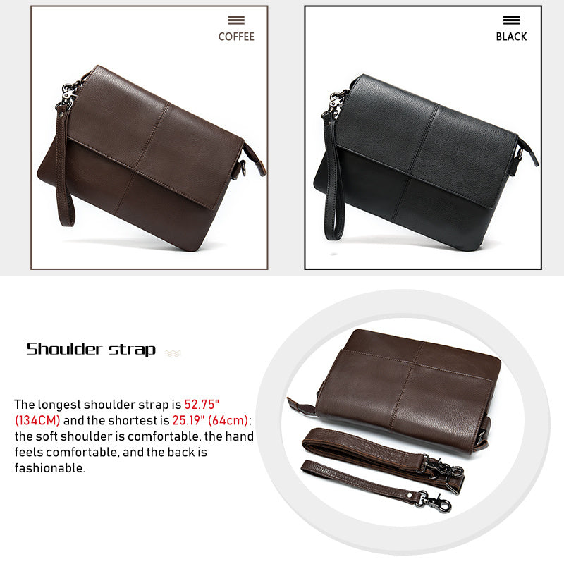 New Business Leather Men's Bag with Multi Pocket Design