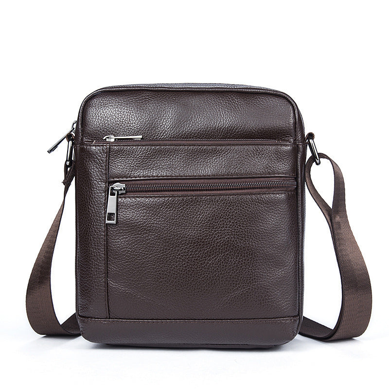 Business Men's Cowhide Leather Messenger Bag in Black or Coffee