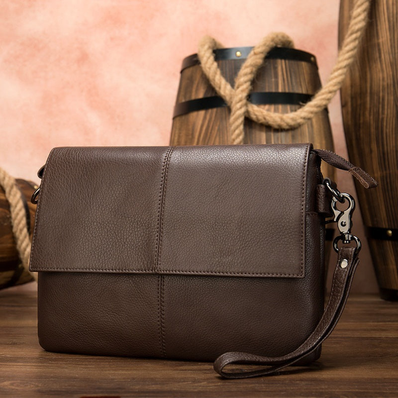 New Business Leather Men's Bag with Multi Pocket Design