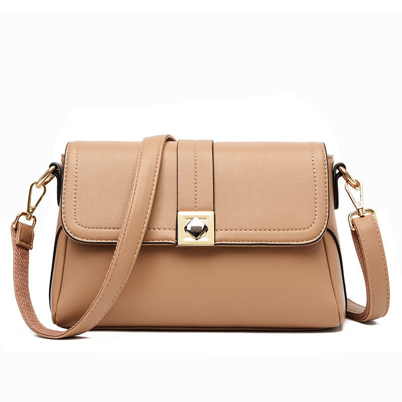 Wine Red Women's Small Square Messenger Bag with Belt Decoration