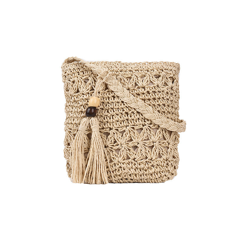 Women’s Handmade Woven Straw Crossbody Bags for Summer Beach