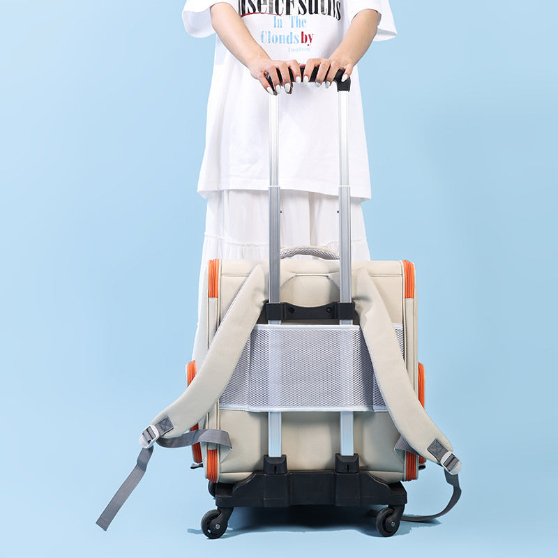 Large Panoramic Pet Trolley Carrier Backpack For Cats