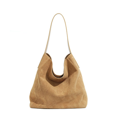 Commuter Tote Bag in First Layer Cowhide Suede for Daily Use