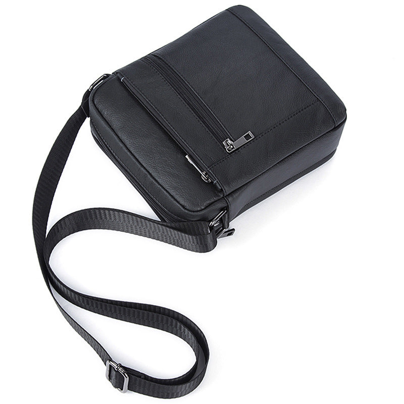 Business Men's Cowhide Leather Messenger Bag in Black or Coffee