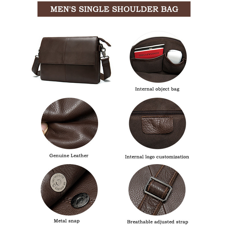 New Business Leather Men's Bag with Multi Pocket Design