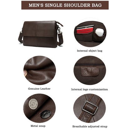 New Business Leather Men's Bag with Multi Pocket Design