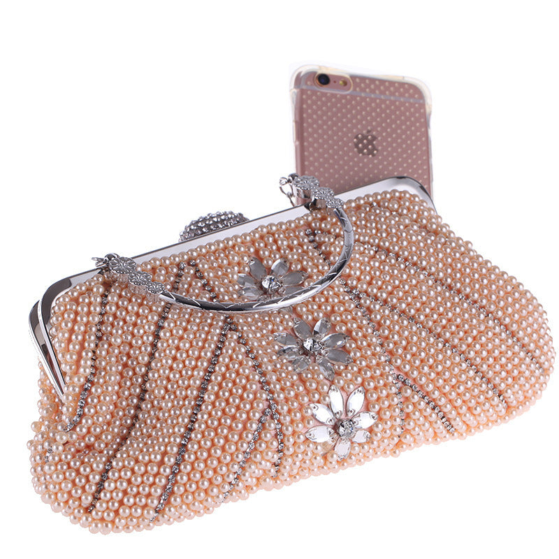 Pearl Handle Dinner Cosmetic Bag Shell Style 27 Cm