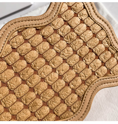 Small Women's One Shoulder Woven Handbag with Wave Pattern
