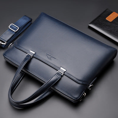 Men's Large PU Leather Business Briefcase with Zipper Closure