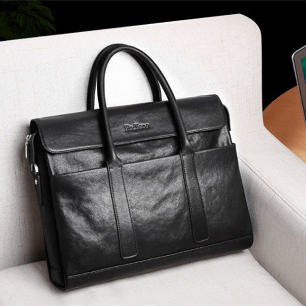 Leather Business Briefcase for Men in Vegetable Tanned Cowhide