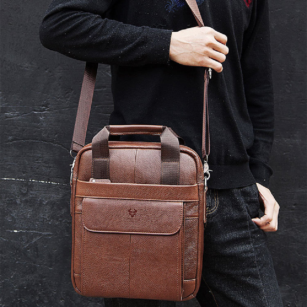Genuine Leather Men's Business Messenger Bag for Commute Use