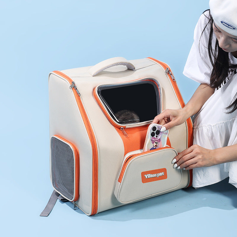 Large Panoramic Pet Trolley Carrier Backpack For Cats