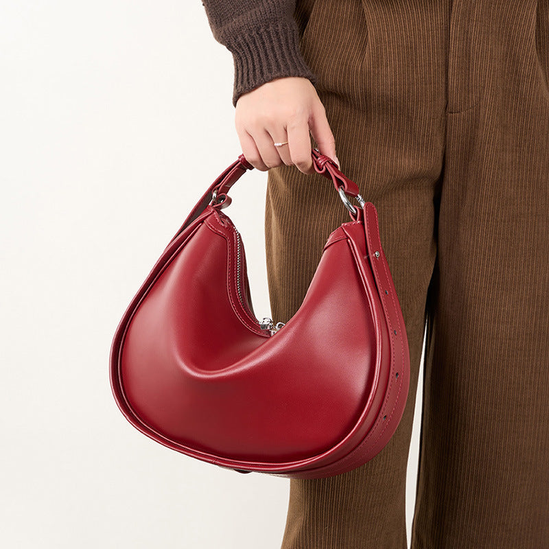 Selenodont Genuine Leather Underarm Crossbody Bag for Daily Use