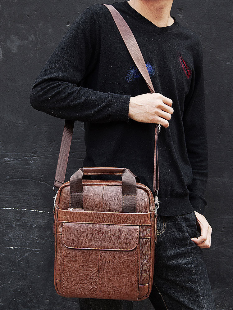 Genuine Leather Men's Business Messenger Bag for Commute Use
