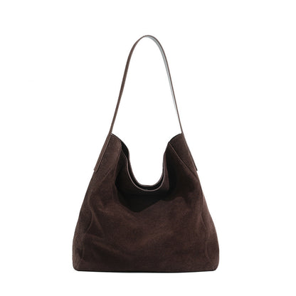 Commuter Tote Bag in First Layer Cowhide Suede for Daily Use