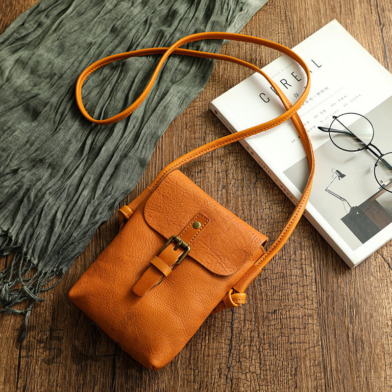 Genuine Leather Vertical Mini Skeleton Skin Small Bag for Women