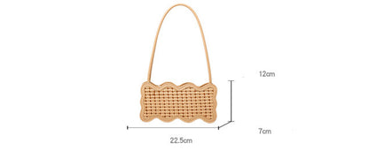 Small Women's One Shoulder Woven Handbag with Wave Pattern